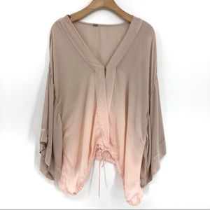 YFB Tan & Pink Ombré Peplum Blouse